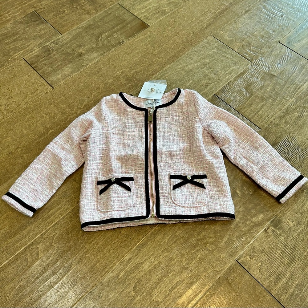 Love & Grow Girls Coco Zip Up Bow Detail Jacket Pink Black Size 4T NWT Classic